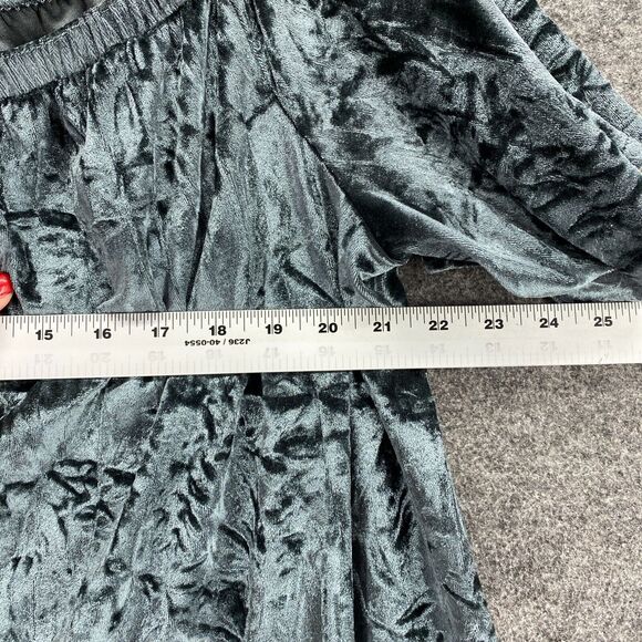 Knox Rose Blouse Women L Large Gray Short Sleeve Round Neck Velvet Pullover - Picture 7 of 9
